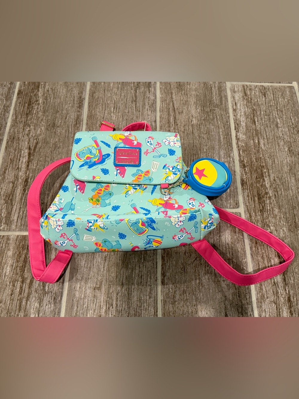DISNEY PARKS LOUNGEFLY TOY STORY 4 SUMMER SPLASH PIXAR BALL COIN NEON BACKPACK